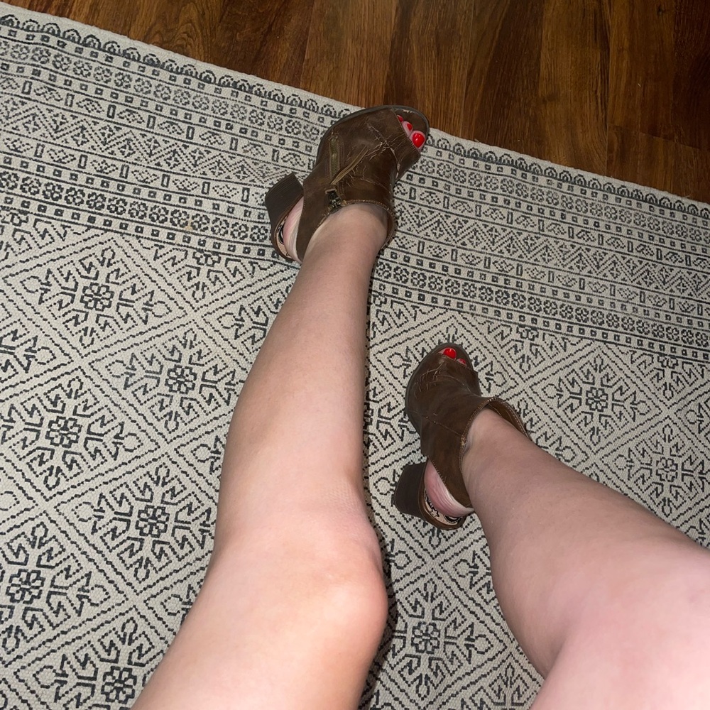 Brown Open-Toe Heeled Sandals